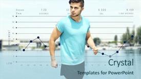  Presentation with graphic - Beautiful presentation theme featuring young man jogging near river graphic of training results health care and sport concept backdrop and a light blue colored foreground