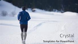  Presentation with snow day - Theme with young man jogging on snow in forest bautiful sunny winter day handsome sporty ahtlete man running background and a sky blue colored foreground