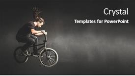  Presentation with bicycle - Presentation consisting of young-man-jumping-on-bicycle background and a dark gray colored foreground