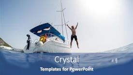  Presentation with sail - Amazing theme having young-man-jumps backdrop and a ocean colored foreground
