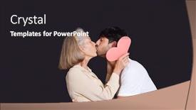  Presentation with black paper - Presentation consisting of young-man-kissing-senior-woman background and a dark gray colored foreground