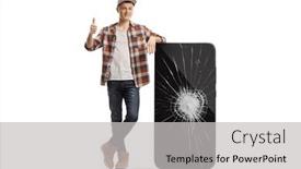  Presentation with cracked - Slide set consisting of young-man-leaning background and a light gray colored foreground