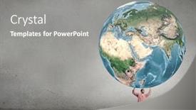  Presentation with nasa - Colorful slide deck enhanced with young man lifting earth planet backdrop and a gray colored foreground