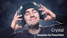  Presentation with werry old man and gis music - Presentation enhanced with young man listen music with headphone under rain background and a wine colored foreground