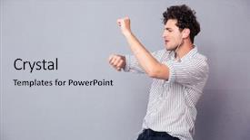  Presentation with werry old man and gis music - Beautiful presentation design featuring young man listening music backdrop and a light gray colored foreground