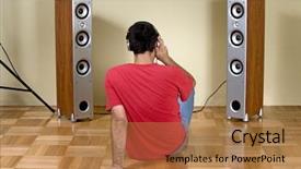  Presentation with speaker - Beautiful PPT layouts featuring young man listening music backdrop and a  colored foreground