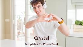  Presentation with love music - Slide set consisting of young man listening to music background and a lemonade colored foreground