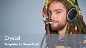  Presentation with reggae - Presentation theme consisting of young man listening to music background and a light blue colored foreground