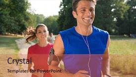  Presentation with old man and music - Amazing PPT theme having young man listening to music backdrop and a red colored foreground