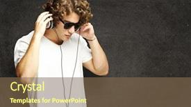  Presentation with listening - Colorful theme enhanced with young man listening to music backdrop and a tawny brown colored foreground