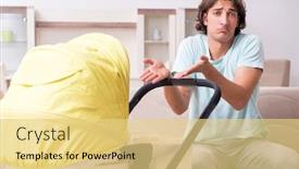  Presentation with baby - Slide deck with young-man-looking-after-baby background and a yellow colored foreground