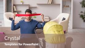  Presentation with newborn - Presentation having young-man-looking-after-newborn background and a coral colored foreground