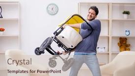  Presentation with newborn - PPT layouts featuring young-man-looking-after-newborn background and a soft green colored foreground