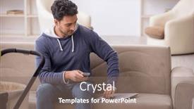  Presentation with newborn - Presentation having young-man-looking-after-newborn background and a violet colored foreground