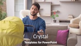  Presentation with newborn - Presentation design enhanced with young-man-looking-after-newborn background and a dark gray colored foreground