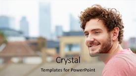  Presentation with roof - Slides enhanced with man looking out over city background and a  colored foreground