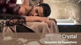  Presentation with acupressure - Beautiful PPT layouts featuring young man lying down backdrop and a violet colored foreground