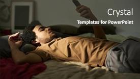  Presentation with alone - Slide deck featuring young-man-lying-on-bed background and a dark gray colored foreground