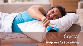  Presentation with management - Colorful PPT layouts enhanced with young-man-lying backdrop and a tawny brown colored foreground