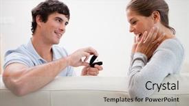  Presentation with marriage - PPT theme consisting of engagement ring couple - young man making a proposal background and a light gray colored foreground