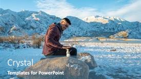  Presentation with snowman - Presentation enhanced with young-man-making-a-snowman background and a teal colored foreground