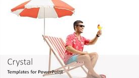  Presentation with under umbrella - PPT theme consisting of young-man-making-a-toast background and a lemonade colored foreground