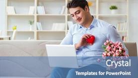  Presentation with marriage - Beautiful slide set featuring young man making marriage proposal backdrop and a teal colored foreground