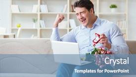  Presentation with marriage revive - Colorful presentation theme enhanced with young man making marriage proposal backdrop and a teal colored foreground