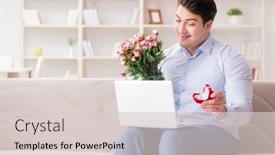  Presentation with marriage - PPT theme enhanced with young man making marriage proposal over internet laptop background and a lemonade colored foreground