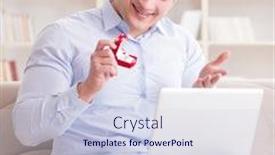  Presentation with marriage - Presentation design featuring young man making marriage proposal over internet laptop background and a sky blue colored foreground