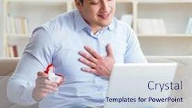  Presentation with marriage - Amazing presentation theme having young man making marriage proposal over internet laptop backdrop and a sky blue colored foreground