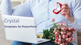  Presentation with marriage - PPT layouts with young-man-making-marriage-proposal background and a sky blue colored foreground