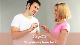  Presentation with marriage - Beautiful slide set featuring young man making offer of marriage and giving ring to woman on grey background backdrop and a coral colored foreground