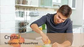  Presentation with orange - Audience pleasing PPT theme consisting of young man making orange fresh backdrop and a coral colored foreground