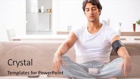  Presentation with blood pressure - Beautiful presentation featuring young man measuring blood pressure backdrop and a soft green colored foreground