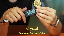  Presentation with measuring - Slide set consisting of young-man-measuring background and a tawny brown colored foreground