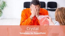  Presentation with advocate - Audience pleasing presentation theme consisting of young-man-meeting-with-advocate backdrop and a coral colored foreground