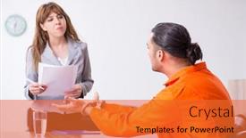  Presentation with advocate - Presentation theme featuring young-man-meeting-with-advocate background and a red colored foreground