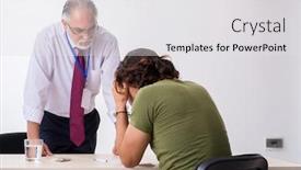  Presentation with advocate - PPT theme enhanced with young-man-meeting-with-advocate background and a light gray colored foreground