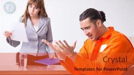  Presentation with advocate - Colorful PPT theme enhanced with young-man-meeting-with-advocate backdrop and a red colored foreground