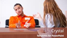  Presentation with advocate - Amazing PPT theme having young-man-meeting-with-advocate backdrop and a red colored foreground