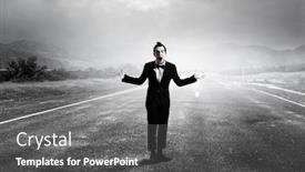  Presentation with mime - PPT theme with young-man-mime-mixed-media background and a gray colored foreground