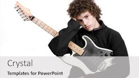  Presentation with guitar - Colorful theme enhanced with young-man-musician-with-guitar backdrop and a light gray colored foreground