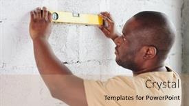  Presentation with african ethnicity - Colorful presentation design enhanced with young-man-of-african-ethnicity backdrop and a coral colored foreground