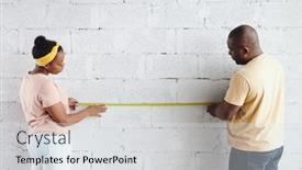  Presentation with african ethnicity - Presentation design featuring young-man-of-african-ethnicity background and a light gray colored foreground