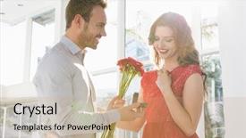  Presentation with engagement - PPT layouts having young man offering flowers background and a  colored foreground