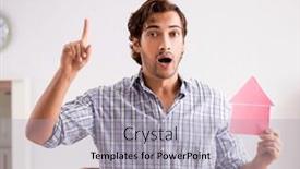  Presentation with home - Slides having young-man-offering-home background and a  colored foreground