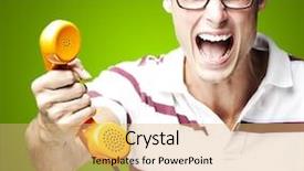  Presentation with vintage - Presentation having young man offering vintage telephone background and a  colored foreground