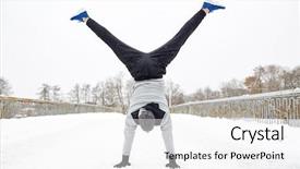  Presentation with training - Beautiful PPT layouts featuring young man on doing handstand backdrop and a white colored foreground