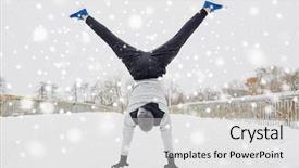  Presentation with elderly people exercise patient training - Theme having young man on doing handstand background and a  colored foreground